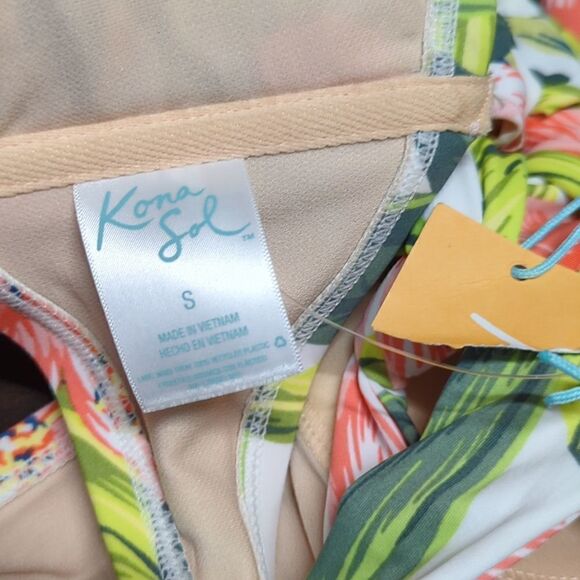 KONA Sol tropical floral print halter bikini top woman's‎ Size small NEW padded - Picture 10 of 13